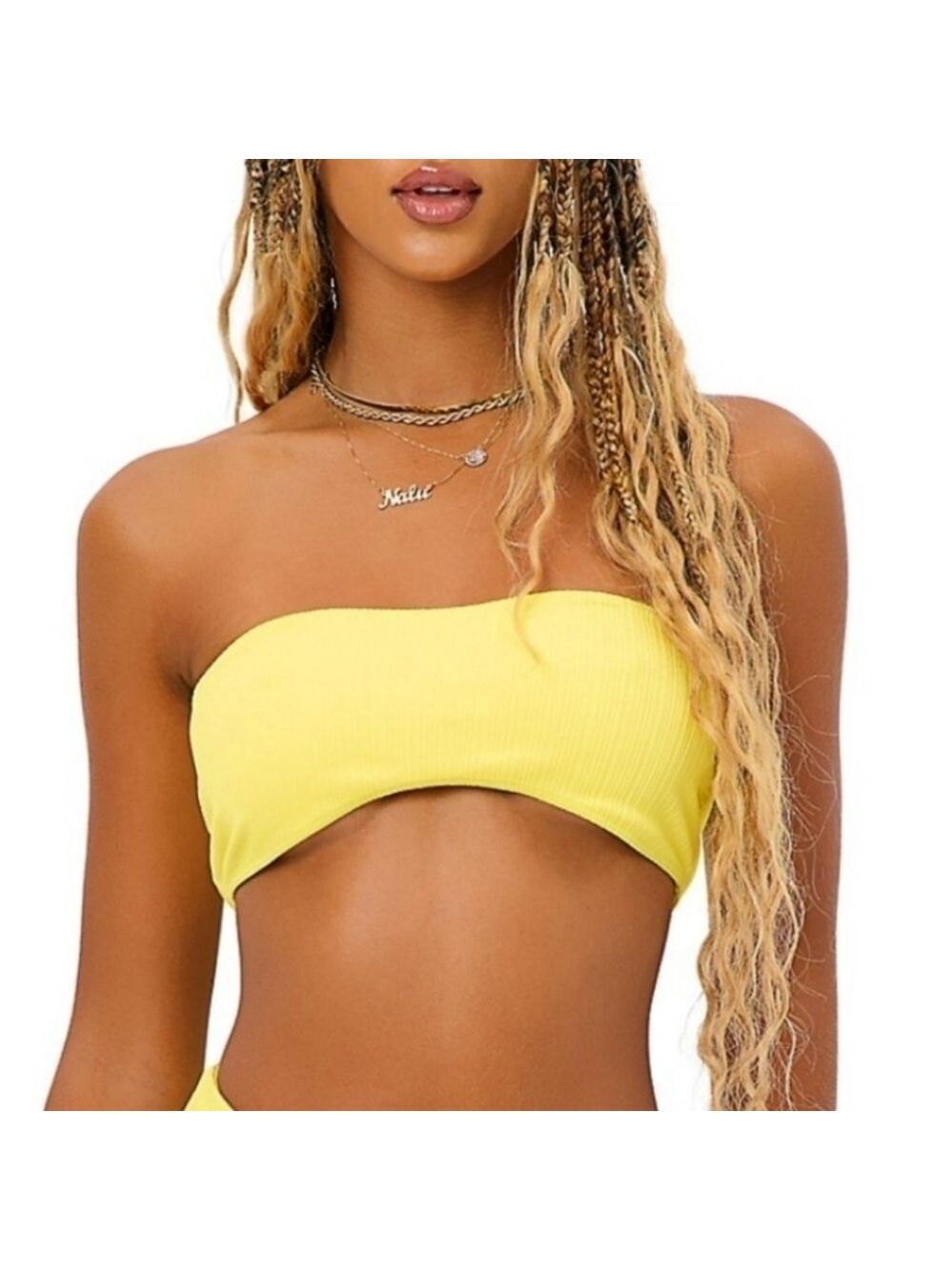 Frankie's Bikinis Bandeau Plissé Bikini Top Medium - New Without Tags